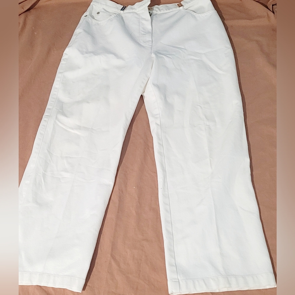 White St. John Sport By Marie Gray Womens 10 Trouser Straight Pants
